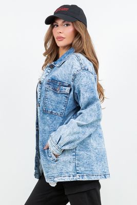 Oversized Denim Jacket - Acid Blue