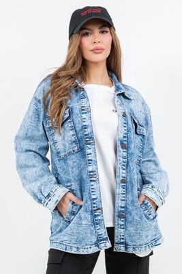 Oversized Denim Jacket - Acid Blue