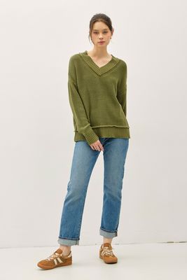 Milly V-Neck Sweater - Olive