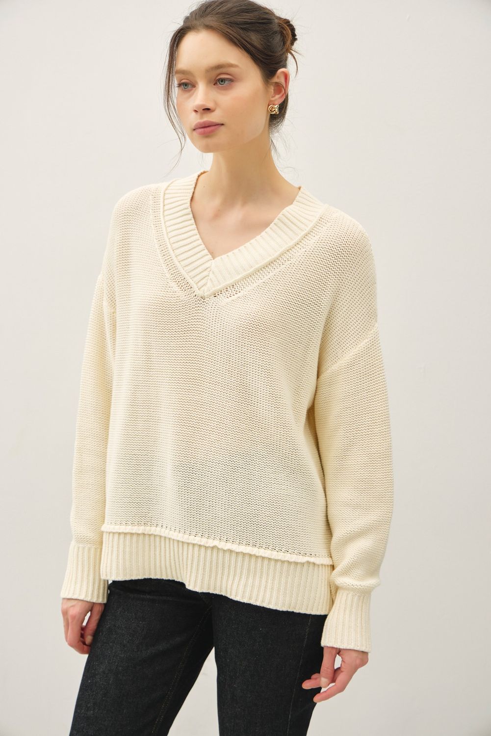 Milly V-Neck Sweater - Natural