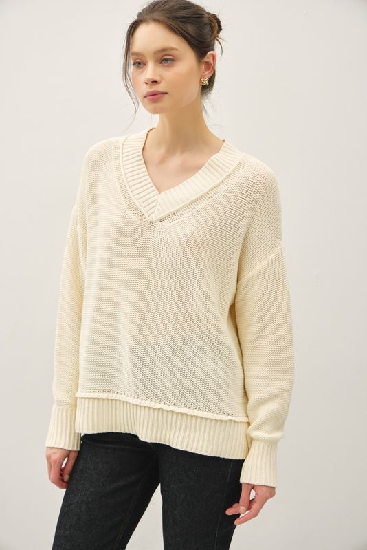 Milly V-Neck Sweater - Natural