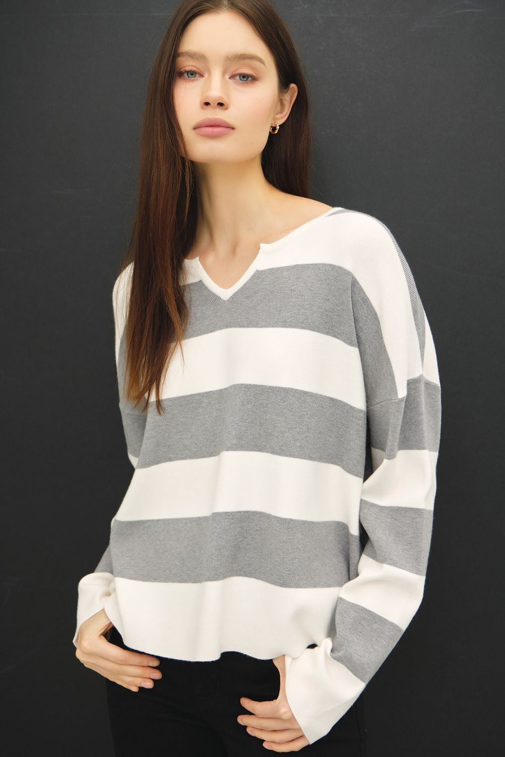 Mira Henley Sweater - H. Grey