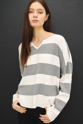 Mira Henley Sweater - H. Grey