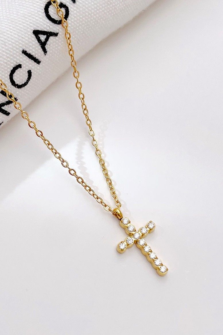 Cross Necklace with Rhinestones