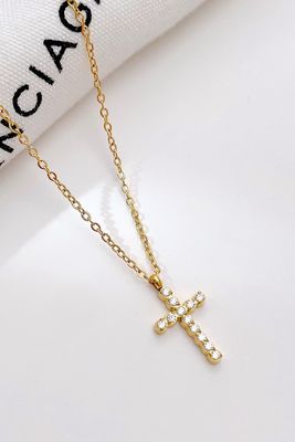Cross Necklace with Rhinestones