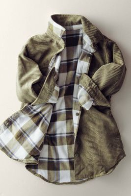 Corduroy Flannel Shacket - Olive