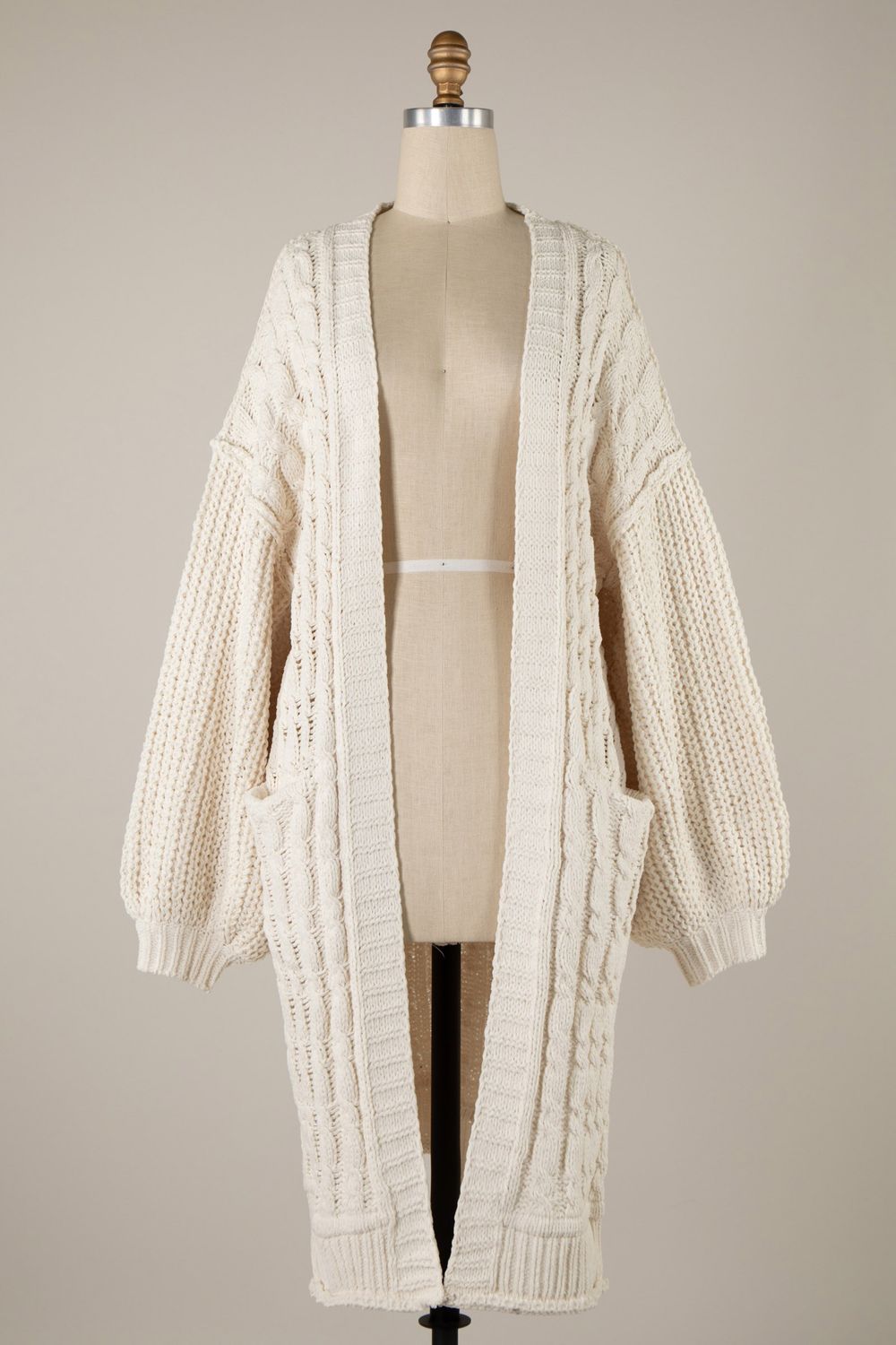 Chunky Braid Knit Cardigan - Cream