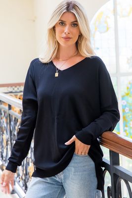 Blaik Comfy V-Neck Sweater -Black