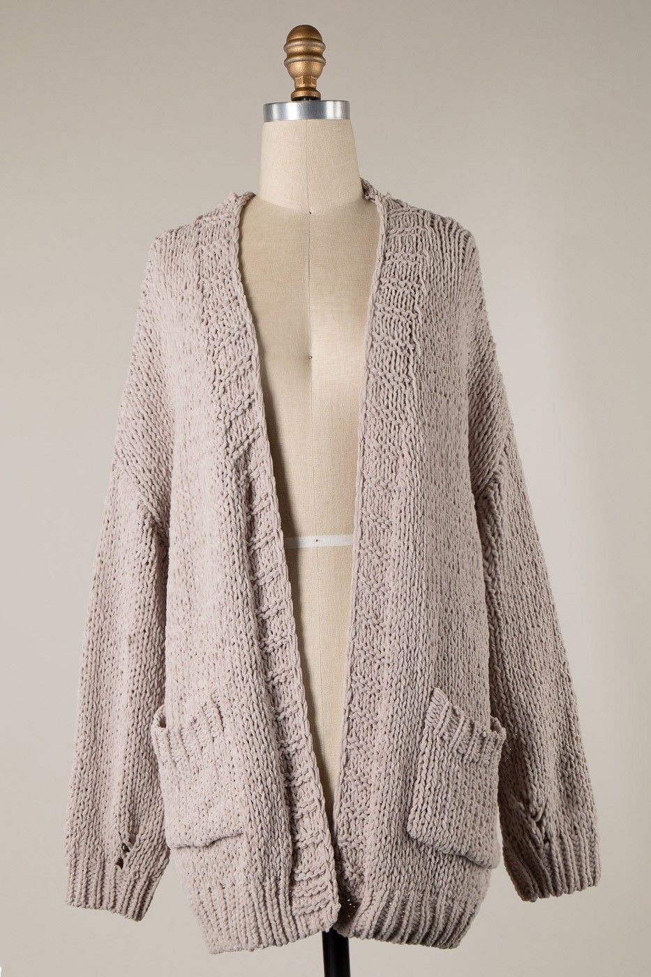 Chunky Chenille Cardigan - Nude
