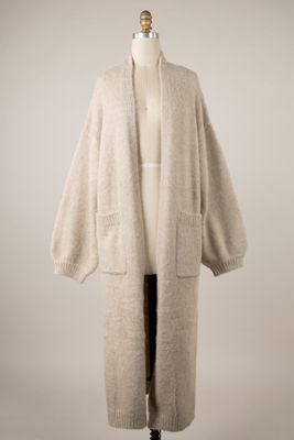 Long Fuzzy Cardigan - Beige