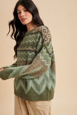 Kaitlyn Wool Blend Sweater - Olive
