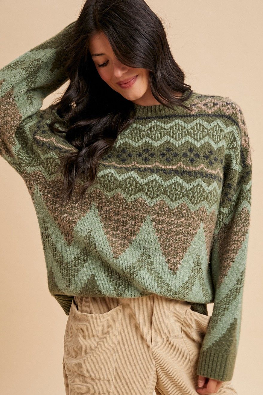 Kaitlyn Wool Blend Sweater - Olive