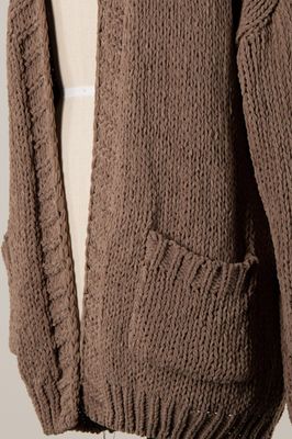 Chunky Chenille Cardigan - Brown