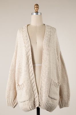 Chunky Chenille Cardigan - Beige