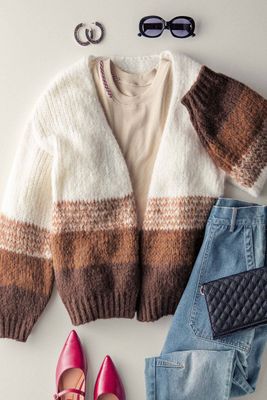 Bailey Striped Cardigan - Brown Combo