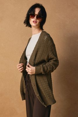 Staci Scalloped Cardigan - Olive
