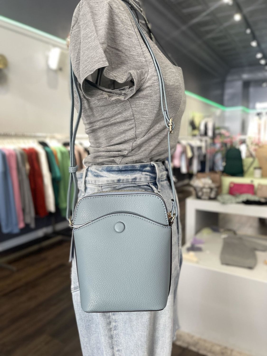 Crossover Bucket Bag (Multiple Colors), Color: Light Blue