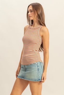 Janice Striped Tank Top - Tan