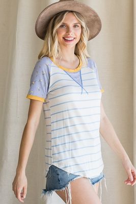 Dana Raglan Top - Floral Blue