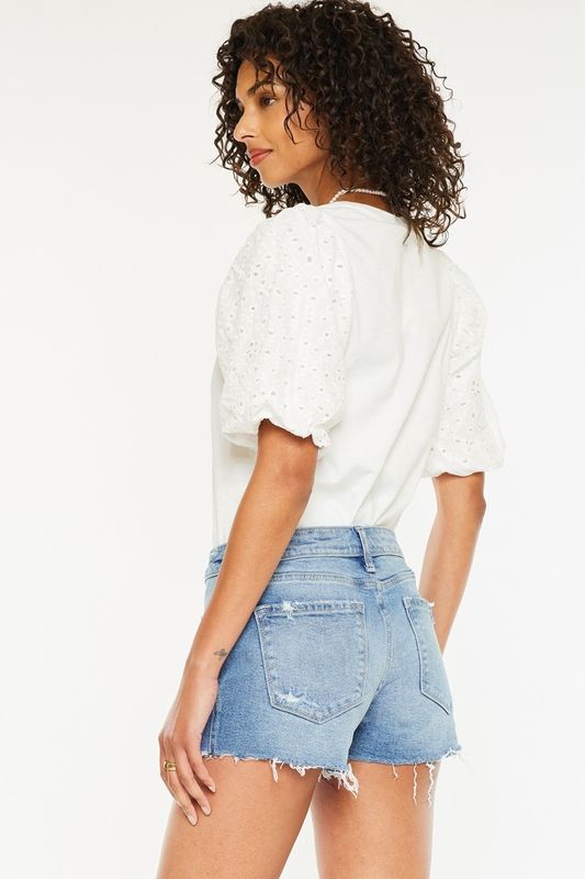 Mid Rise Boyfriend Shorts - Medium Wash