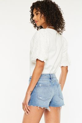 Mid Rise Boyfriend Shorts - Medium Wash