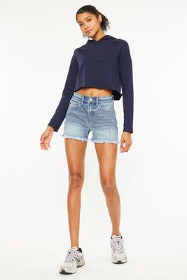 High Rise Mom Shorts -  Medium Wash
