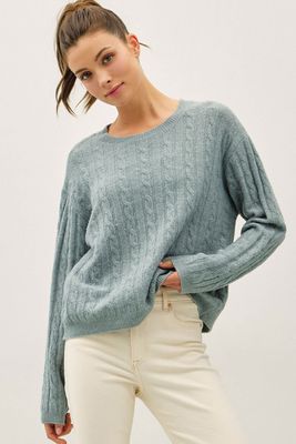 Bailey Cable Knit Sweater - Retro Blue