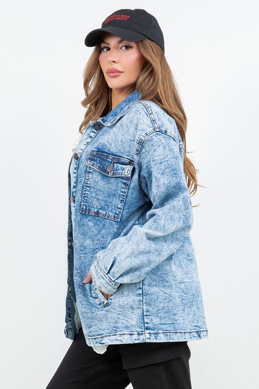 Oversized Denim Jacket - Acid Blue