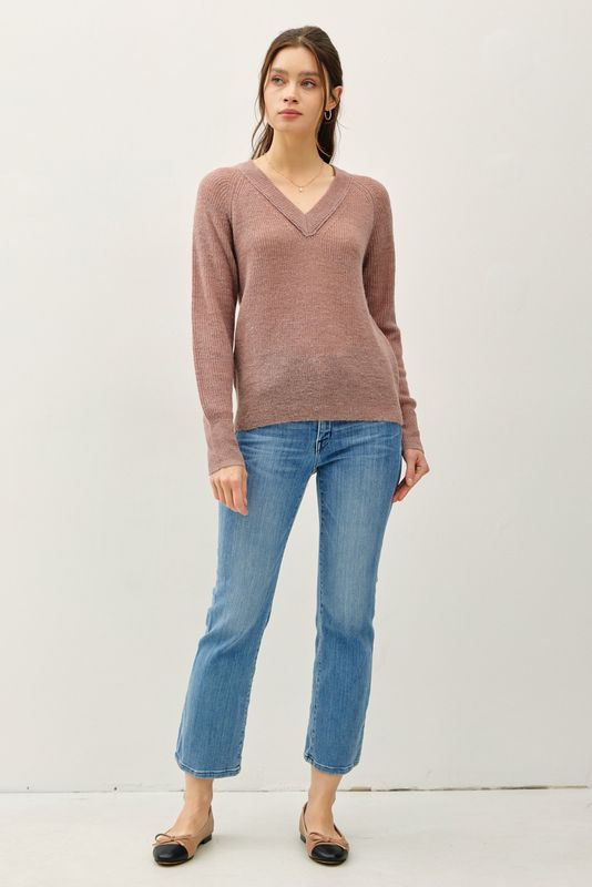 Clarke V-Neck Sweater - Mocha