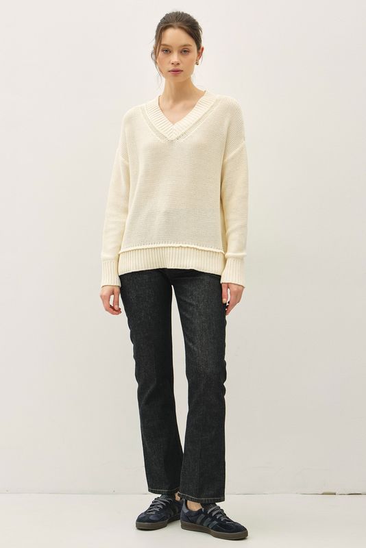 Milly V-Neck Sweater - Natural