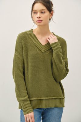 Milly V-Neck Sweater - Olive