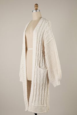 Chunky Braid Knit Cardigan - Cream