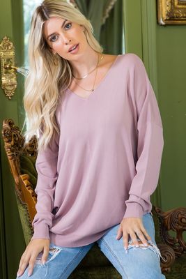 Blaik Comfy V-Neck Sweater -Mauve