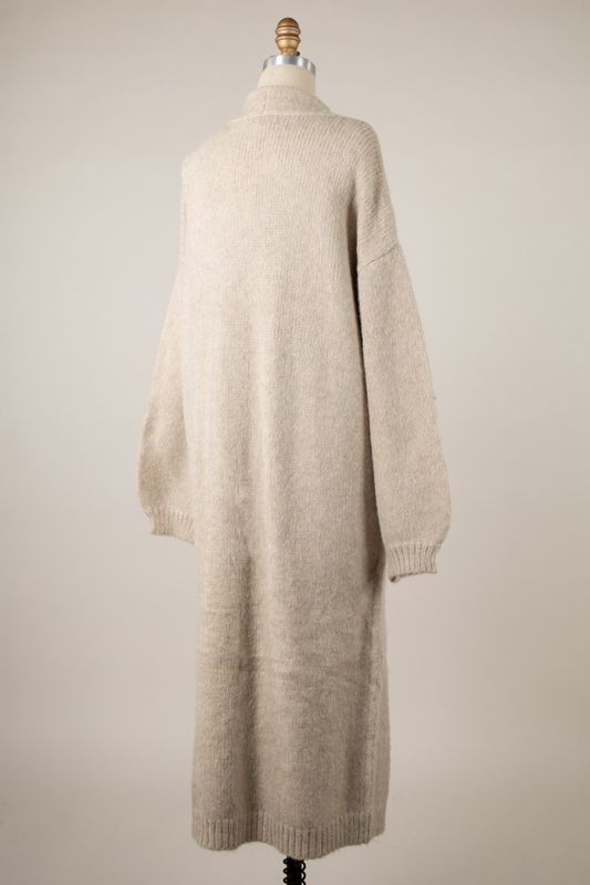 Long Fuzzy Cardigan - Beige