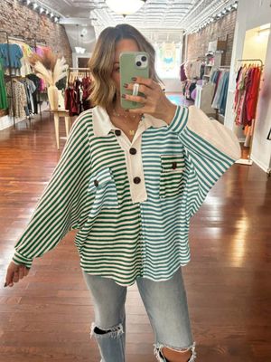 Rowan Striped Polo - Green