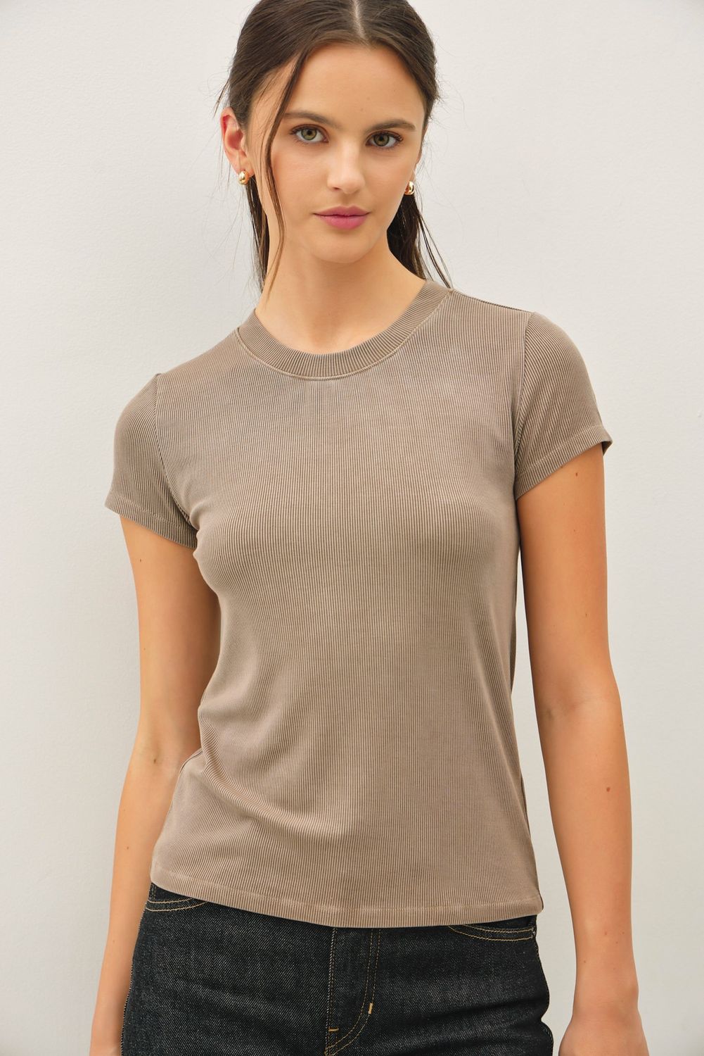 Raina Ribbed Tops (Multiple Colors), Color: Cappuccino, Size: Small