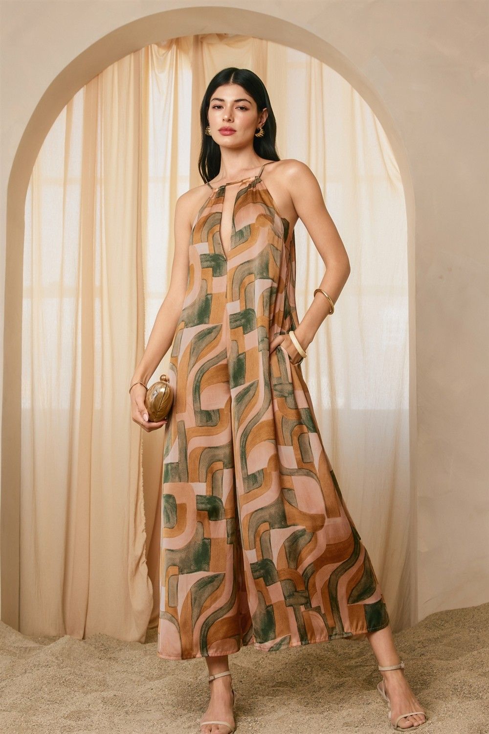 Macy Keyhole Jumpsuit - Blushed Stone