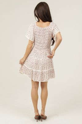 Ariana V-Neck Ditsy Dress - Ivory