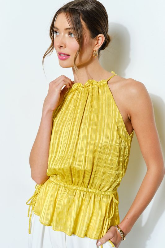 Polly Peplum Top - Gold Kiwi