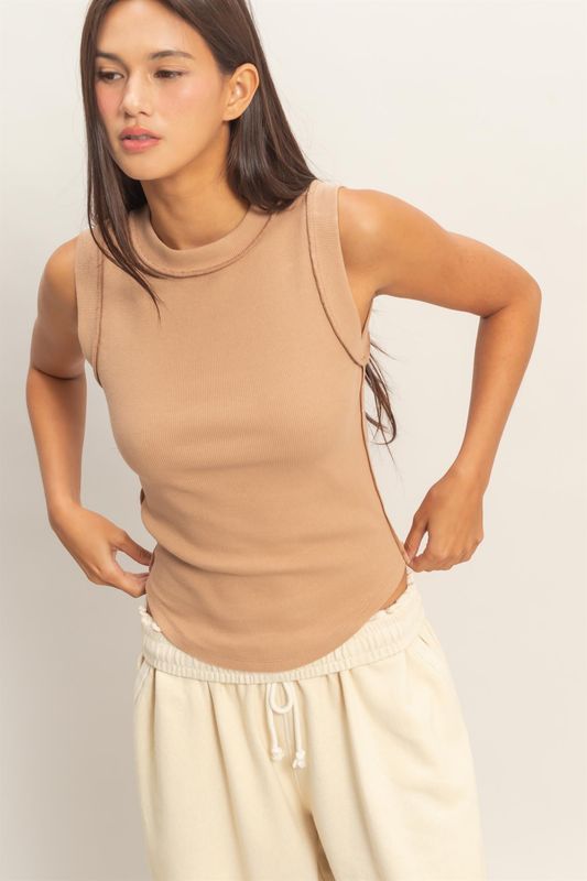 Reverse Seam Tank - Dark Taupe