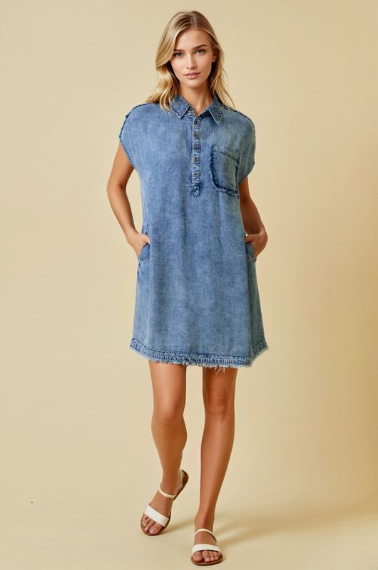 Taylor Denim Mini Dress - Dark
