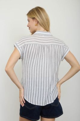 Willow Collared Top - Black &amp; White
