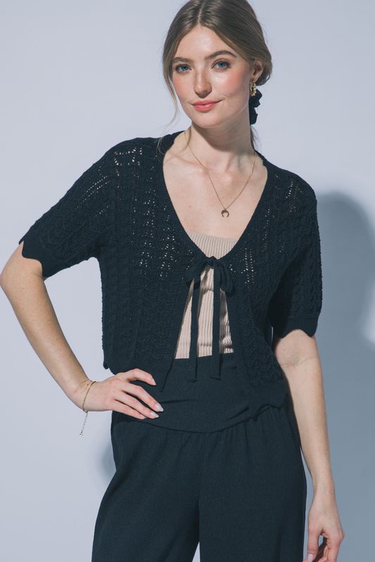 Jackie Knit Tie Top - Black