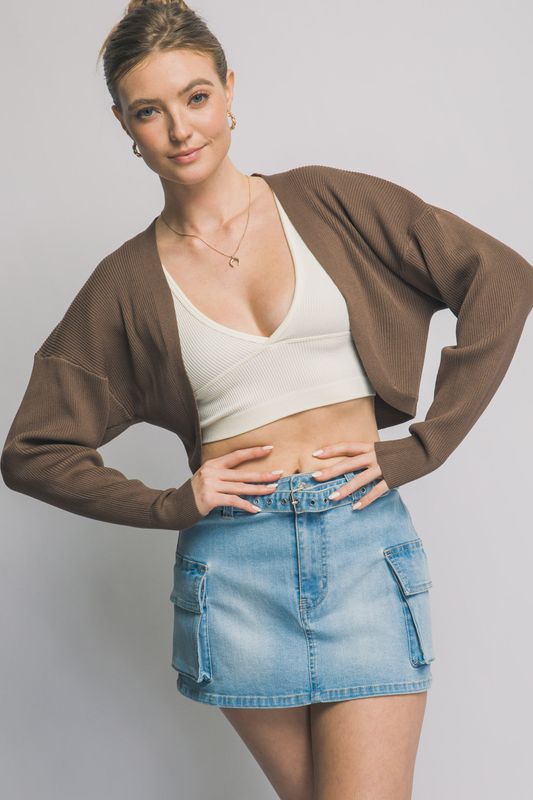 Cassie Cropped Bolero - Mocha