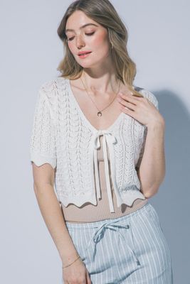 Jackie Knit Tie Top - White