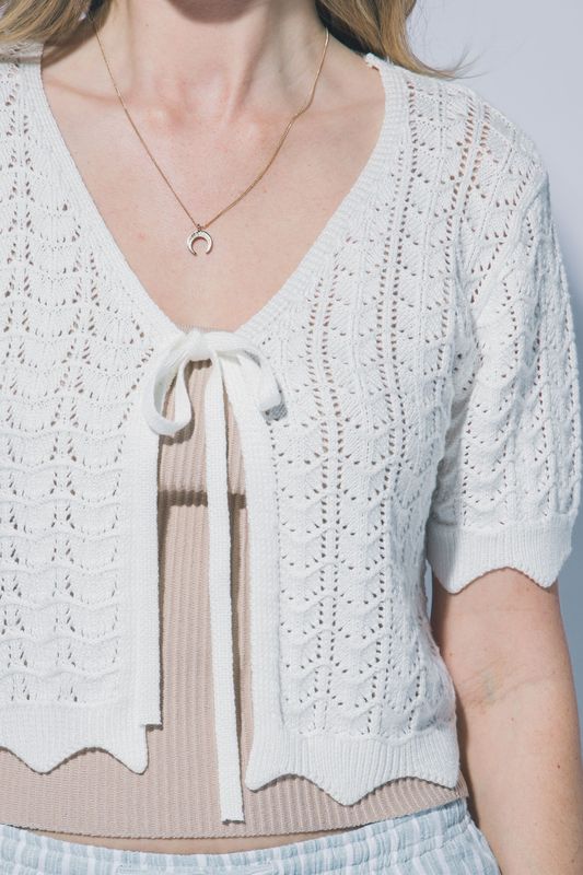 Jackie Knit Tie Top - White