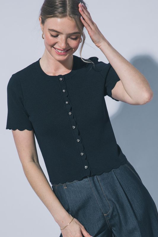 Staci Scalloped Top - Black