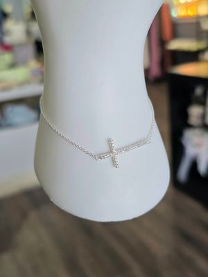 Rhodium Plated Cross Bracelet