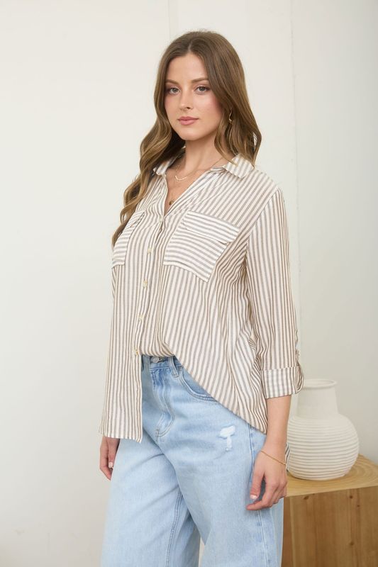 Chelsea Button Down - Lt. Mocha