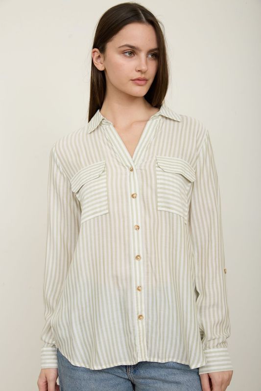 Chelsea Button Down - Lt. Mocha